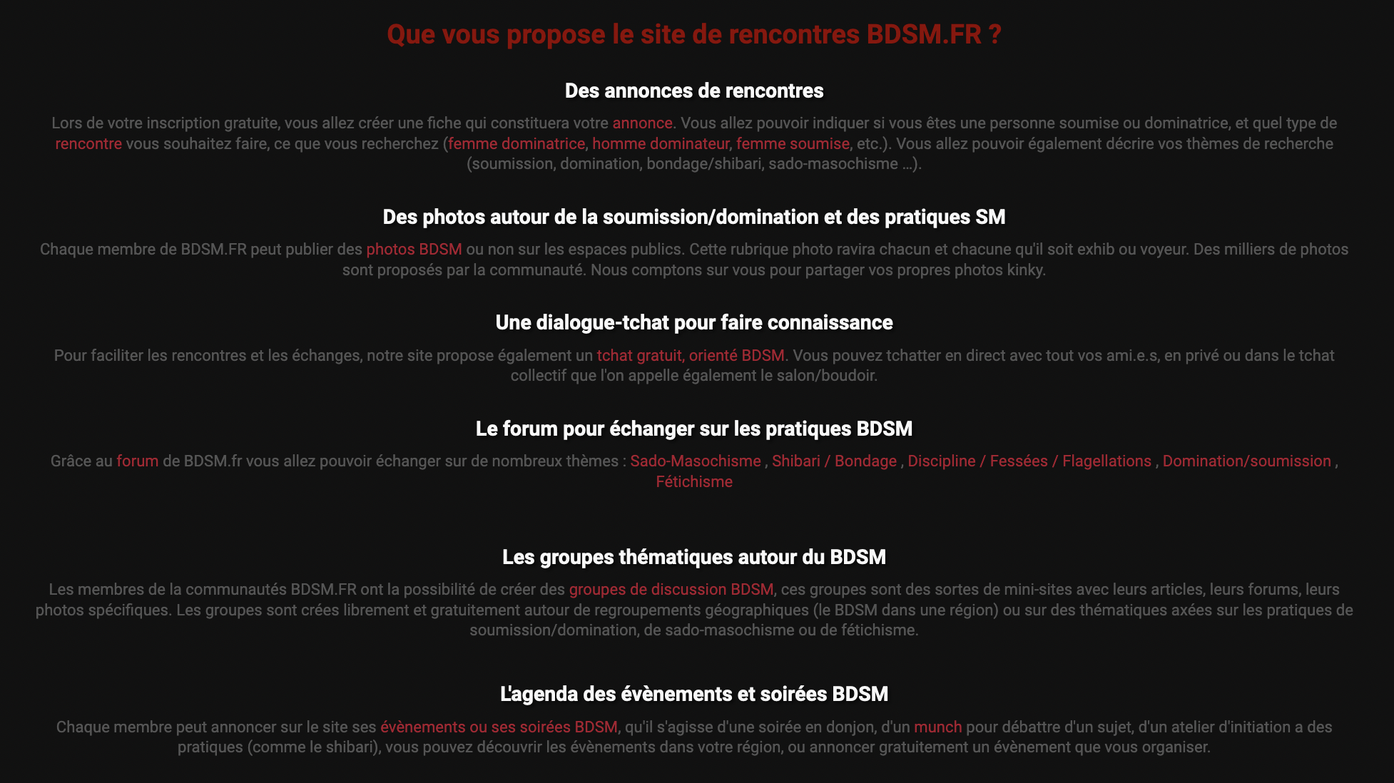 Fonctionnalités BDSM.fr